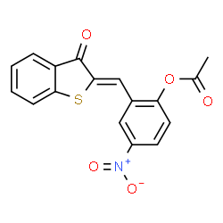 ChemSpider 2D Image | 4-Nitro-2-[(Z)-(3-oxo-1-benzothiophen-2(3H)-ylidene)methyl]phenyl acetate | C17H11NO5S