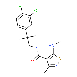 ChemSpider 2D Image | N-[2-(3,4-Dichlorophenyl)-2-methylpropyl]-3-methyl-5-(methylamino)-1,2-thiazole-4-carboxamide | C16H19Cl2N3OS