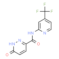ChemSpider 2D Image | 6-Oxo-N-[4-(trifluoromethyl)-2-pyridinyl]-1,6-dihydro-3-pyridazinecarboxamide | C11H7F3N4O2