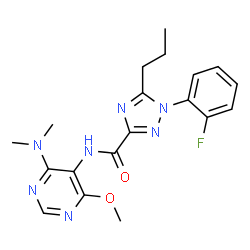 ChemSpider 2D Image | N-[4-(Dimethylamino)-6-methoxy-5-pyrimidinyl]-1-(2-fluorophenyl)-5-propyl-1H-1,2,4-triazole-3-carboxamide | C19H22FN7O2