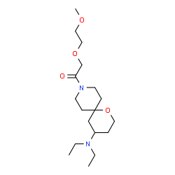 ChemSpider 2D Image | 1-[4-(Diethylamino)-1-oxa-9-azaspiro[5.5]undec-9-yl]-2-(2-methoxyethoxy)ethanone | C18H34N2O4