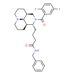 ChemSpider 2D Image | N-Benzyl-4-[(1R,3aS,10aR,10bS)-2-(2,5-difluorobenzoyl)decahydro-1H,4H-pyrido[3,2,1-ij][1,6]naphthyridin-1-yl]butanamide | C29H35F2N3O2