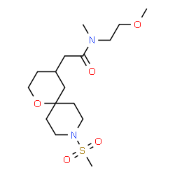 ChemSpider 2D Image | N-(2-Methoxyethyl)-N-methyl-2-[9-(methylsulfonyl)-1-oxa-9-azaspiro[5.5]undec-4-yl]acetamide | C16H30N2O5S