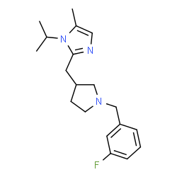 ChemSpider 2D Image | 2-{[1-(3-Fluorobenzyl)-3-pyrrolidinyl]methyl}-1-isopropyl-5-methyl-1H-imidazole | C19H26FN3
