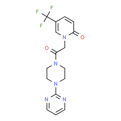 ChemSpider 2D Image | 1-{2-Oxo-2-[4-(2-pyrimidinyl)-1-piperazinyl]ethyl}-5-(trifluoromethyl)-2(1H)-pyridinone | C16H16F3N5O2
