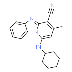 ChemSpider 2D Image | 1-(Cyclohexylamino)-3-methylpyrido[1,2-a]benzimidazole-4-carbonitrile | C19H20N4