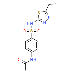ChemSpider 2D Image | N-{4-[(5-Ethyl-1,3,4-thiadiazol-2-yl)sulfamoyl]phenyl}acetamide | C12H14N4O3S2