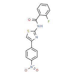 ChemSpider 2D Image | 2-Fluoro-N-[4-(4-nitrophenyl)-1,3-thiazol-2-yl]benzamide | C16H10FN3O3S