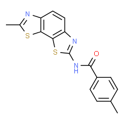 ChemSpider 2D Image | 4-Methyl-N-(7-methyl[1,3]thiazolo[4,5-g][1,3]benzothiazol-2-yl)benzamide | C17H13N3OS2