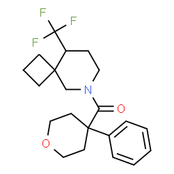 ChemSpider 2D Image | (4-Phenyltetrahydro-2H-pyran-4-yl)[9-(trifluoromethyl)-6-azaspiro[3.5]non-6-yl]methanone | C21H26F3NO2