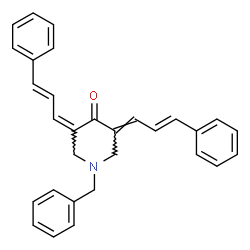 ChemSpider 2D Image | (3Z,5E)-1-Benzyl-3,5-bis[(2E)-3-phenyl-2-propen-1-ylidene]-4-piperidinone | C30H27NO