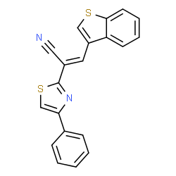 ChemSpider 2D Image | (2E)-3-(1-Benzothiophen-3-yl)-2-(4-phenyl-1,3-thiazol-2-yl)acrylonitrile | C20H12N2S2
