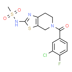 ChemSpider 2D Image | N-[5-(3-Chloro-4-fluorobenzoyl)-4,5,6,7-tetrahydro[1,3]thiazolo[5,4-c]pyridin-2-yl]methanesulfonamide | C14H13ClFN3O3S2