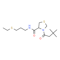 ChemSpider 2D Image | 3-(3,3-Dimethylbutanoyl)-N-[3-(ethylsulfanyl)propyl]-1,3-thiazolidine-4-carboxamide | C15H28N2O2S2