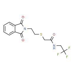 ChemSpider 2D Image | 2-{[2-(1,3-Dioxo-1,3-dihydro-2H-isoindol-2-yl)ethyl]sulfanyl}-N-(2,2,2-trifluoroethyl)acetamide | C14H13F3N2O3S