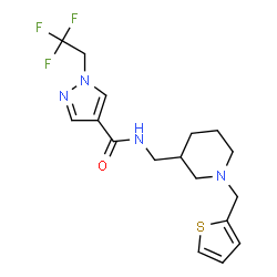 ChemSpider 2D Image | N-{[1-(2-Thienylmethyl)-3-piperidinyl]methyl}-1-(2,2,2-trifluoroethyl)-1H-pyrazole-4-carboxamide | C17H21F3N4OS