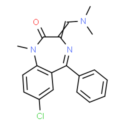 ChemSpider 2D Image | 7-Chloro-3-[(dimethylamino)methylene]-1-methyl-5-phenyl-1,3-dihydro-2H-1,4-benzodiazepin-2-one | C19H18ClN3O