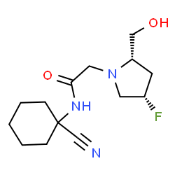 ChemSpider 2D Image | N-(1-Cyanocyclohexyl)-2-[(2S,4S)-4-fluoro-2-(hydroxymethyl)-1-pyrrolidinyl]acetamide | C14H22FN3O2