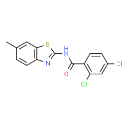 ChemSpider 2D Image | 2,4-Dichloro-N-(6-methyl-1,3-benzothiazol-2-yl)benzamide | C15H10Cl2N2OS