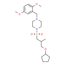 ChemSpider 2D Image | 1-{[3-(Cyclopentyloxy)-2-methylpropyl]sulfonyl}-4-(2,5-dimethoxybenzyl)piperazine | C22H36N2O5S