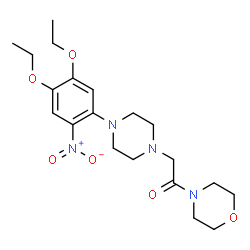 ChemSpider 2D Image | 2-[4-(4,5-Diethoxy-2-nitrophenyl)-1-piperazinyl]-1-(4-morpholinyl)ethanone | C20H30N4O6