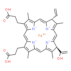 ChemSpider 2D Image | 2-ACETYL-PROTOPORPHYRIN IX | C34H34FeN4O5
