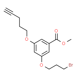 ChemSpider 2D Image | Methyl 3-(3-bromopropoxy)-5-(4-pentyn-1-yloxy)benzoate | C16H19BrO4