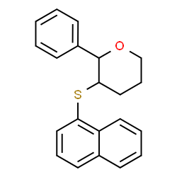 ChemSpider 2D Image | 3-(1-Naphthylsulfanyl)-2-phenyltetrahydro-2H-pyran | C21H20OS