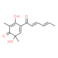ChemSpider 2D Image | 4-[(2E,4E)-2,4-Hexadienoyl]-3,6-dihydroxy-2,6-dimethyl-2,4-cyclohexadien-1-one | C14H16O4