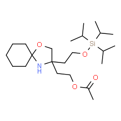ChemSpider 2D Image | 2-(3-{2-[(Triisopropylsilyl)oxy]ethyl}-1-oxa-4-azaspiro[4.5]dec-3-yl)ethyl acetate | C23H45NO4Si