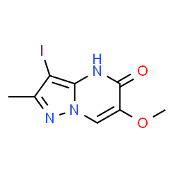 ChemSpider 2D Image | 3-Iodo-6-methoxy-2-methylpyrazolo[1,5-a]pyrimidin-5(4H)-one | C8H8IN3O2