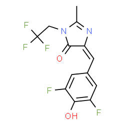 ChemSpider 2D Image | (5E)-5-(3,5-Difluoro-4-hydroxybenzylidene)-2-methyl-3-(2,2,2-trifluoroethyl)-3,5-dihydro-4H-imidazol-4-one | C13H9F5N2O2