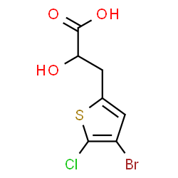 ChemSpider 2D Image | 3-(4-Bromo-5-chloro-2-thienyl)-2-hydroxypropanoic acid | C7H6BrClO3S