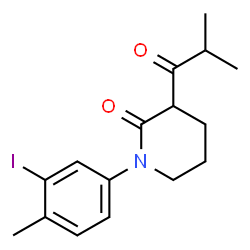 ChemSpider 2D Image | 1-(3-Iodo-4-methylphenyl)-3-isobutyryl-2-piperidinone | C16H20INO2