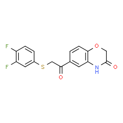 ChemSpider 2D Image | 6-{[(3,4-Difluorophenyl)sulfanyl]acetyl}-2H-1,4-benzoxazin-3(4H)-one | C16H11F2NO3S