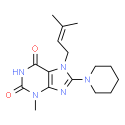 ChemSpider 2D Image | 3-Methyl-7-(3-methyl-2-buten-1-yl)-8-(1-piperidinyl)-3,7-dihydro-1H-purine-2,6-dione | C16H23N5O2
