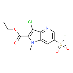 ChemSpider 2D Image | Ethyl 3-chloro-6-(fluorosulfonyl)-1-methyl-1H-pyrrolo[3,2-b]pyridine-2-carboxylate | C11H10ClFN2O4S