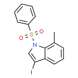 ChemSpider 2D Image | 3-Iodo-7-methyl-1-(phenylsulfonyl)-1H-indole | C15H12INO2S