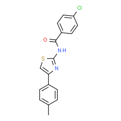 ChemSpider 2D Image | 4-Chloro-N-[4-(4-methylphenyl)-1,3-thiazol-2-yl]benzamide | C17H13ClN2OS