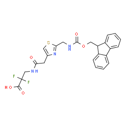 ChemSpider 2D Image | 3-({[2-({[(9H-Fluoren-9-ylmethoxy)carbonyl]amino}methyl)-1,3-thiazol-4-yl]acetyl}amino)-2,2-difluoropropanoic acid | C24H21F2N3O5S