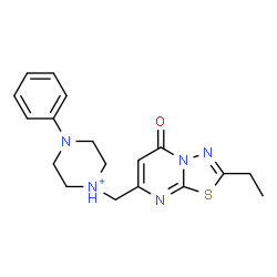 ChemSpider 2D Image | 1-[(2-Ethyl-5-oxo-5H-[1,3,4]thiadiazolo[3,2-a]pyrimidin-7-yl)methyl]-4-phenylpiperazin-1-ium | C18H22N5OS