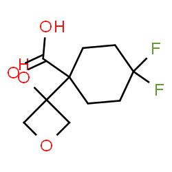 ChemSpider 2D Image | 4,4-Difluoro-1-(3-hydroxy-3-oxetanyl)cyclohexanecarboxylic acid | C10H14F2O4