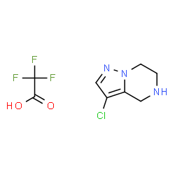 ChemSpider 2D Image | 3-chloro-4H,5H,6H,7H-pyrazolo[1,5-a]pyrazine trifluoroacetic acid | C8H9ClF3N3O2