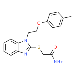 ChemSpider 2D Image | 2-({1-[2-(4-methylphenoxy)ethyl]-1,3-benzodiazol-2-yl}sulfanyl)acetamide | C18H19N3O2S