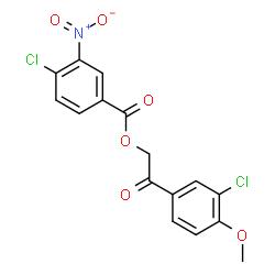 ChemSpider 2D Image | 2-(3-Chloro-4-methoxyphenyl)-2-oxoethyl 4-chloro-3-nitrobenzoate | C16H11Cl2NO6