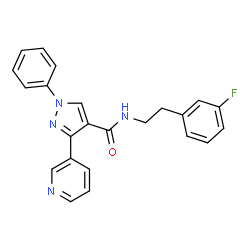 ChemSpider 2D Image | N-[2-(3-Fluorophenyl)ethyl]-1-phenyl-3-(3-pyridinyl)-1H-pyrazole-4-carboxamide | C23H19FN4O