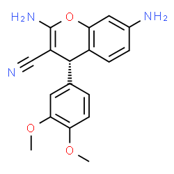 ChemSpider 2D Image | (4S)-2,7-Diamino-4-(3,4-dimethoxyphenyl)-4H-chromene-3-carbonitrile | C18H17N3O3