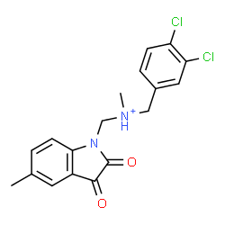 ChemSpider 2D Image | (3,4-Dichlorophenyl)-N-methyl-N-[(5-methyl-2,3-dioxo-2,3-dihydro-1H-indol-1-yl)methyl]methanaminium | C18H17Cl2N2O2