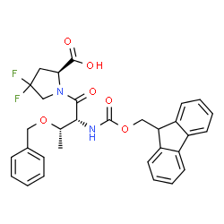 ChemSpider 2D Image | O-Benzyl-N-[(9H-fluoren-9-ylmethoxy)carbonyl]-D-threonyl-4,4-difluoro-L-proline | C31H30F2N2O6