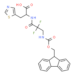 ChemSpider 2D Image | N-(3-{[(9H-Fluoren-9-ylmethoxy)carbonyl]amino}-2,2-difluoropropanoyl)-3-(1,3-thiazol-5-yl)alanine | C24H21F2N3O5S